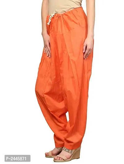 Orange Solid Cotton Blend Patiala Salwar-thumb2