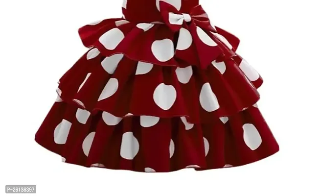 Skyteria Girl's Satin Polka Dot Printed Frock | Knee Length Frock Dress (Maroon,6-7 Years)-thumb4