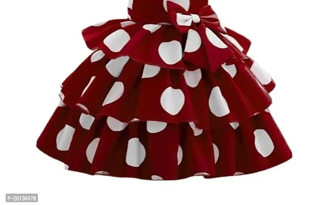 Skyteria Girl's Satin Polka Dot Printed Frock | Knee Length Frock Dress (Maroon,4-5 Years)-thumb4