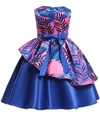 Skyteria Girl's Satin Printed Frock | Knee Length Frock Dress-thumb2