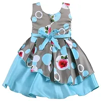 Skyteria Girl's Satin Floral Printed Frock | Knee Length Frock Dress-thumb2