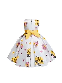 Skyteria Girl's Satin Floral Printed Frock | Knee Length Frock Dress-thumb3