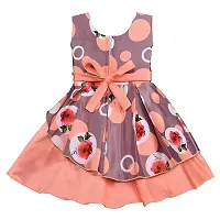 Skyteria Girl's Satin Floral Printed Frock | Knee Length Frock Dress-thumb2