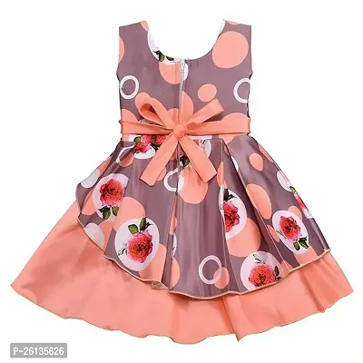 Skyteria Girl's Satin Floral Printed Frock | Knee Length Frock Dress-thumb3