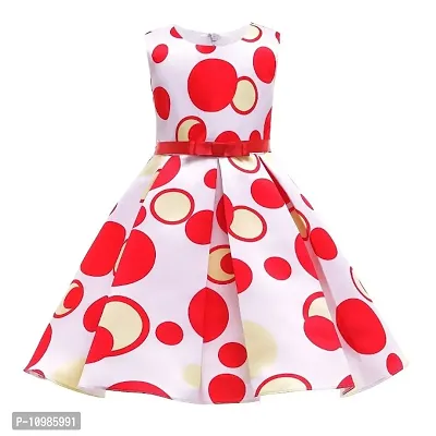 Stylish Satin Printed Frock For Kids