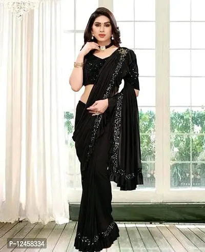 New 2023 Black Jacket Style Saree With A Belt For Girls