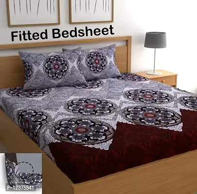 Comfortable Cotton  Fitted(elastic) Bedsheet with Pillow Covers-thumb0