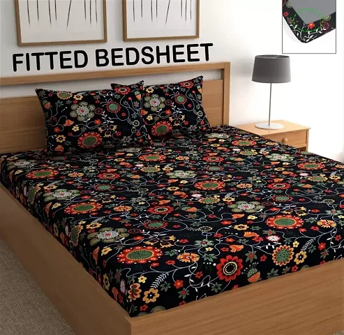 Printed Cotton Double Bedsheet with 2 Pillow Cover