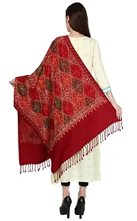 Weavers Villa Women's Wool Blend Full Embroidery Matka Shawls,Stoles (30"" x 80"") (Maroon)-thumb3