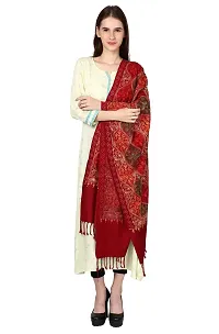 Weavers Villa Women's Wool Blend Full Embroidery Matka Shawls,Stoles (30"" x 80"") (Maroon)-thumb2