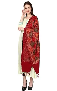 Weavers Villa Women's Wool Blend Full Embroidery Matka Shawls,Stoles (30"" x 80"") (Maroon)-thumb1