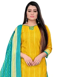 Elegant Yellow Cotton Printed Dress Material with Dupatta For Women-thumb4