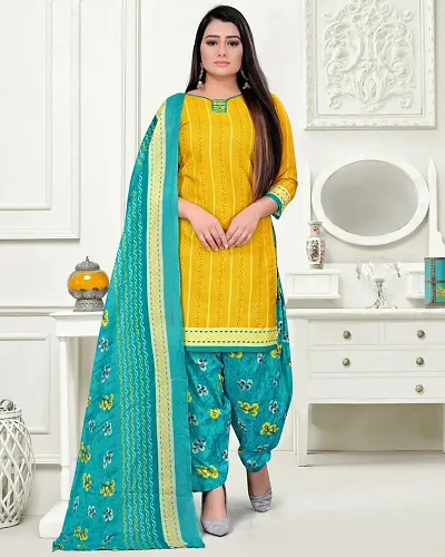 Trendy Cotton Printed Unstitched Suit