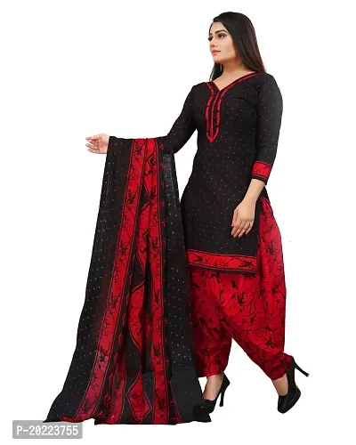 Elegant Black Cotton Printed Dress Material with Dupatta For Women-thumb4