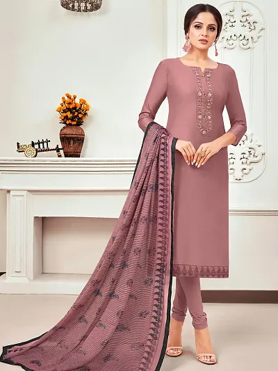 Elegant Chanderi Silk Printed Dress Material with Dupatta