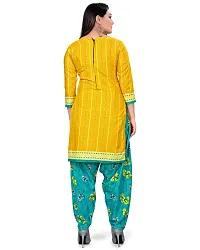 Elegant Yellow Cotton Printed Dress Material with Dupatta For Women-thumb3