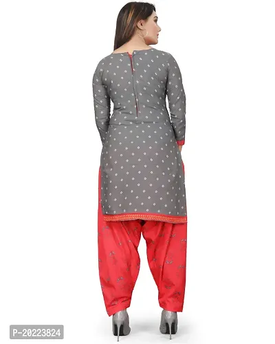 Elegant Grey Cotton Printed Dress Material with Dupatta For Women-thumb5