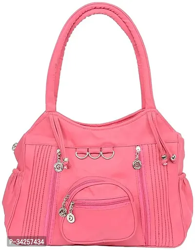 Stylish Pink PU Solid Handbags For Women