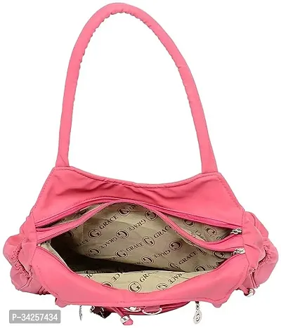 Stylish Pink PU Solid Handbags For Women-thumb3