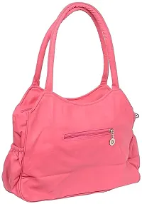 Stylish Pink PU Solid Handbags For Women-thumb1