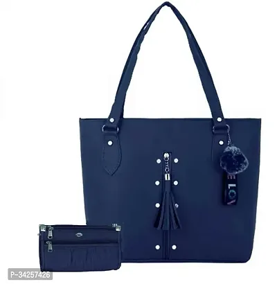 Stylish Blue PU Solid Handbags For Women-thumb0