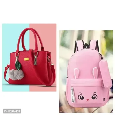 Women Multicolour combo handbags and backpack