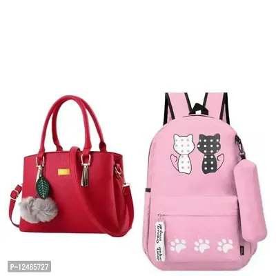 Women girls stylish combo handbag backpack set