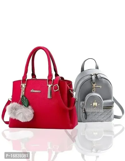women's stylish multicolor handbags  backpacks combo set-thumb0