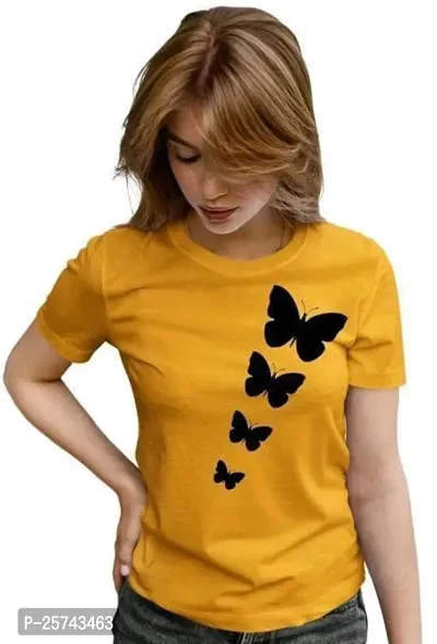 Elegant Multicolored Cotton Blend Solid T-shirt For Women