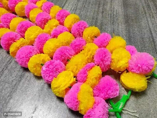 Artificial Marigold Garland Flowers For Decoration Long Toran Indian Genda Phool For Wedding