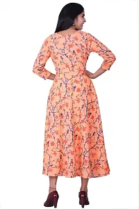 Printed Cotton Anarkali Long Kurti for Women and Girls -Coral-thumb3