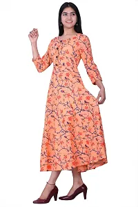 Printed Cotton Anarkali Long Kurti for Women and Girls -Coral-thumb4