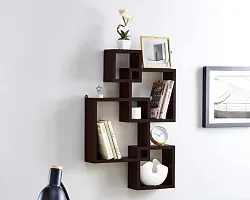 Abhika Arts Engineered Wood 4 Intersecting Square Cubes Wall Mount Floating Shelves-thumb1