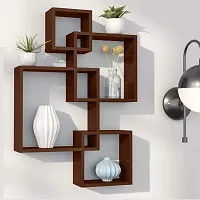 Abhika Arts Engineered Wood 4 Intersecting Square Cubes Wall Mount Floating Shelves-thumb2