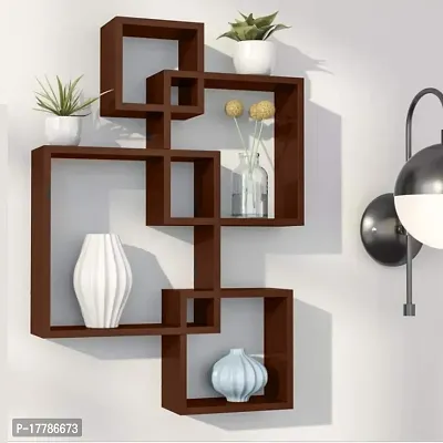 Abhika Arts Engineered Wood 4 Intersecting Square Cubes Wall Mount Floating Shelves-thumb3