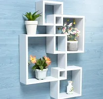 Abhika Arts Engineered Wood 4 Intersecting Square Cubes Wall Mount Floating Shelves-thumb2