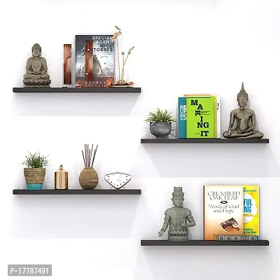 Abhika Arts Wooden Floating Wall Shelf| Wall Mount| Wall Rack set of 4