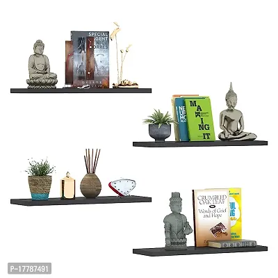 Abhika Arts Wooden Floating Wall Shelf| Wall Mount| Wall Rack set of 4-thumb3