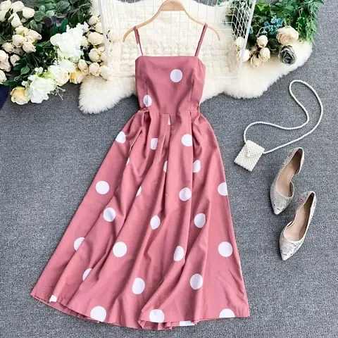 Stylish Polka Dot Crepe Dresses For Women