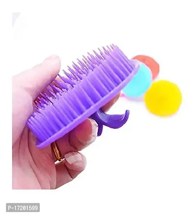 Jangra Portable Pocket Fingers Round Shampoo Scalp Massage Hair Comb Brush Set - Pack of 2 (multi Color-thumb2
