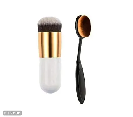 Jangra Professional White Foundation Brush and Oval Foundation Brush Black (Combo of 2pc)-thumb0