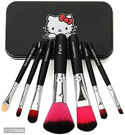 Jangra Makeup Mini Brush Kit With Hello Kitty Print Storage Box | Makeup Blending Brushes Set of 7 - Black-thumb0