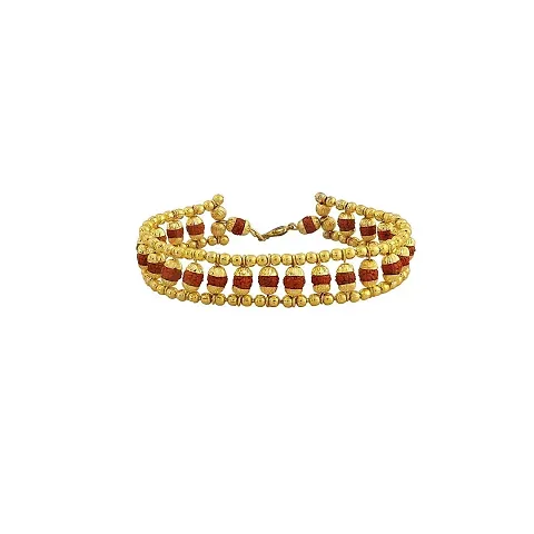 Jangra gold Plated Beaded Rudraksha Bracelet for Men and Women- Shree Shyam Gems  Jewellery (Gold-1)