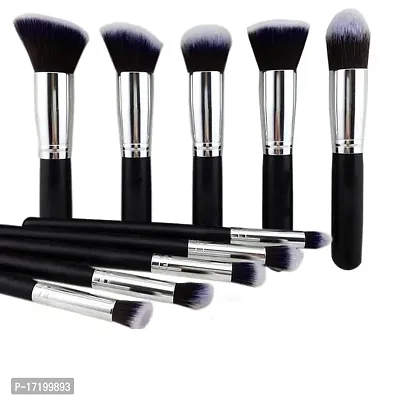 Jangra Soft Bristle 10 Pcs Black Makeup Brushes Set for Makeup - (Pack of 10)-thumb0