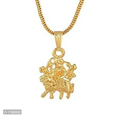 Jangra Gold Plated Classic Design Godess Maa Durga Sherawali MATA Rani God Religious Chain Pendant Locket Necklace Spiritual Jewellery for Men/Women-thumb0