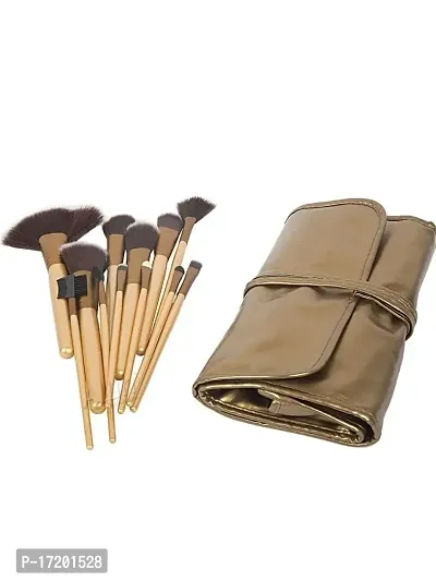 Jangra 32 Pcs Makeup Brushes Cosmetic Brush Set With Golden Leather Pouch For Eye Shadow Blush Concealer (Golden)-thumb3