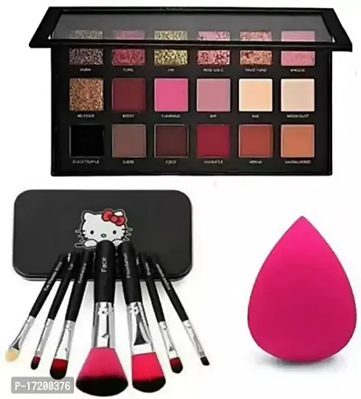 Jangra 18 Pigmented colors Eyeshadow Palette With Brush Applicators  Makeup Sponge | Long wearing and Easily Blend-able Eye makeup Palette | Matte, Shimmers and Metallic | Multicolor |