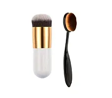 Jangra Professional Use Combo Set of Single Oval Brush with Puff and Blend Brush (Multicolor)-thumb2