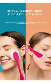 Jangra Dual end Facial Cleaning Massage Face Mask Brush | Face Mask Applicator | Cosmetic Tools | for Modeling Mask | Mud and Clay Applicator | Soft and Flexible Silicone Brush-thumb2