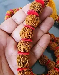 Jangra Kantha 5 Mukhi Big Nepali Rudraksh Beads Mala for Wearing and Worship, 16 mm (Natural Colour, Standard Size) 54 Beads for Men and Women-thumb1